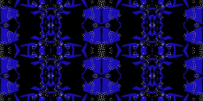 resumen sin costura modelo con azul ornamento en oscuro antecedentes. resumen azul mandala textura. ilustración. huellas dactilares textura. fondo de pantalla modelo. geométrico mosaico textura. vector