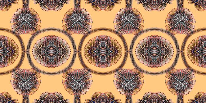 resumen florido sin costura modelo . exótico texturizado étnico diseño. calentar tonificado resumen motivo. estilizado floral medallón antecedentes . resumen bohemio decorativo impresión. vector