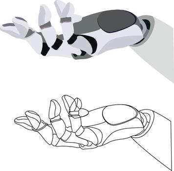 Robotic hand offering support and innovation in modern technology vector