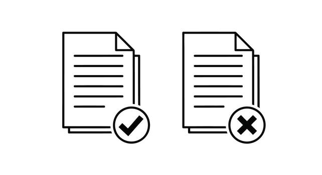 Two documents with a check mark and a tick vector