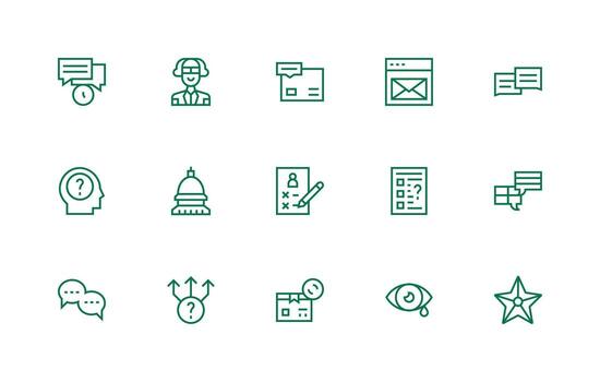 realimentación icono conjunto con 15 regular línea gráficos vector