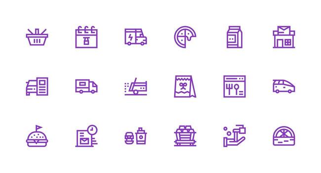 Strong Stroke Line Icons from Delivery Set with 18 Vectors