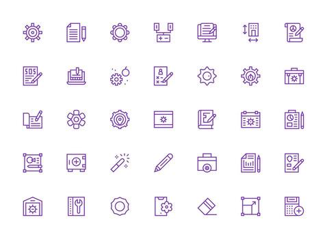 Modify Set with 35 Regular Clean Line Icons vector