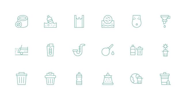 residuos icono conjunto con 18 mínimo línea gráficos vector