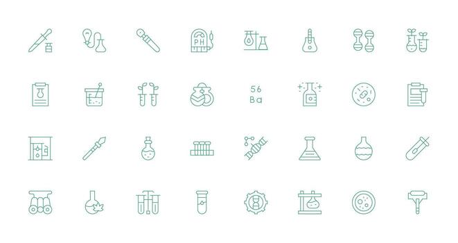 Experiment Design Icons featuring 32 in Thin Line Style vector
