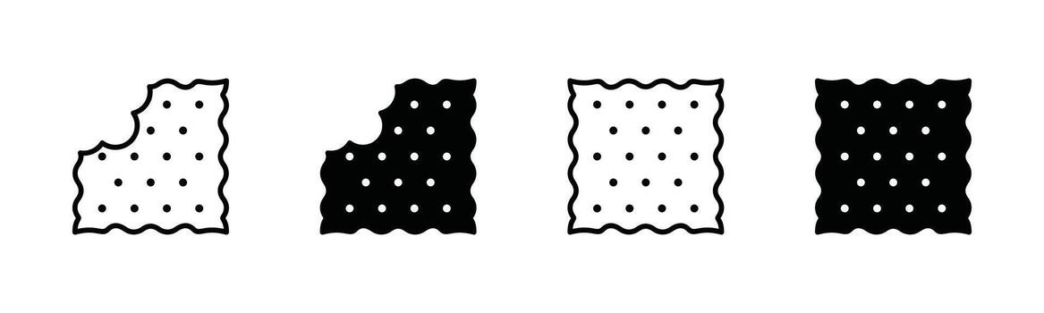 Biscuit icons. Cookie, cracker, Snack icon symbol in line, flat, and colors style on white background. Bitten biscuit icons. Bakery sign and symbol - illustration vector
