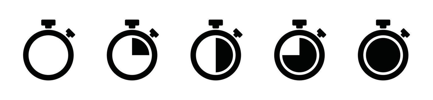 Timer icons set. Stopwatch, countdown, digital timer icon symbol - illustration vector