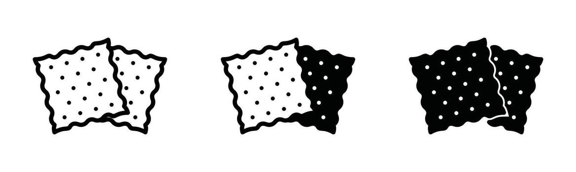 Biscuit icons. Cookie, cracker, Snack icon symbol in line and flat style on white background. Bitten biscuit icons. Bakery sign and symbol - illustration vector