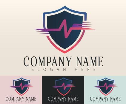 A stylized shield with a pulse line inside, symbolizing protection and responsiveness. vector