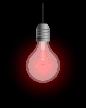 A light bulb with a red light on it vector