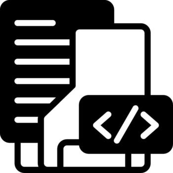 código carpeta semi sólido icono vector