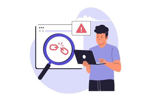 Broken Links and Website Auditing Illustration vector