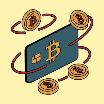 Bitcoin Card Concept with Blockchain Transactions vector