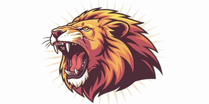 Powerful illustration of a roaring lion with sharp clean outlines and bold solid colors vector