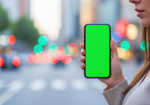 Bosquejo mano participación utilizando inteligente teléfono con verde blanco pantalla, móvil aplicación, publicidad, en línea marketing, bandera, negocio, tecnología, personas contacto, vacío espacio, Copiar espacio foto