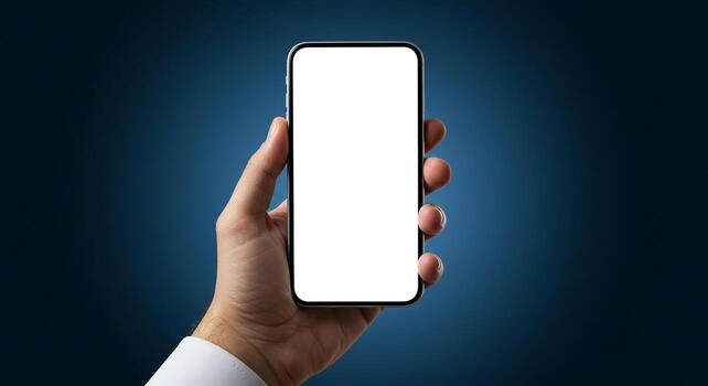 Phone Mockup Held in Hand App Interface Presentation Mobile Website Design Template Technology Communication Showcase on Background photo