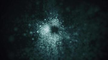 volante a iperspazio ordito velocità attraverso un' buio tunnel di raggiante stelle e particelle nel esterno spazio. galassia starburst movimento sfondo. pieno HD e looping animazione. video