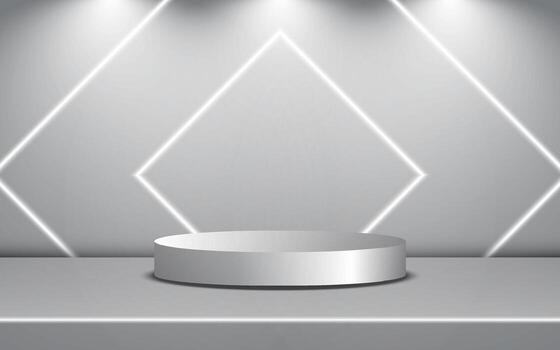 un espacio con un monitor caso y brillante luces. un realista monitor caso para producto publicidad. vector