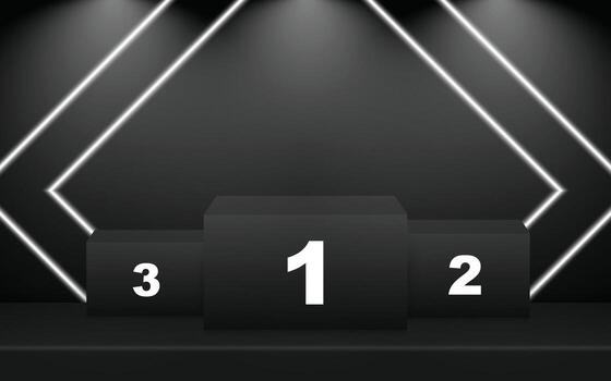 Winner background with first, second, and third place signs on a round base. vector