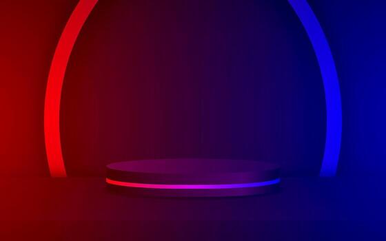 3D podium in an empty room with a table. vector