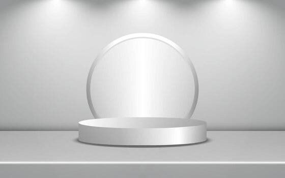 Realistic 3D cylindrical podium. abstract studio space with geometric platform. vector