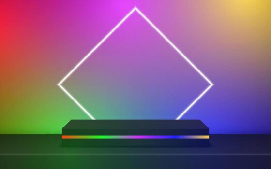 Empty studio background. Empty studio room with table. Space for selling products, background, wallpaper, backdrop, text. vector