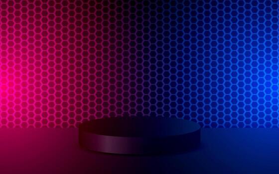 Podium or round pedestal with background. 3D rendering. vector