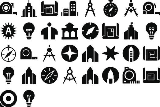 Engineering Icons Building Architecture Design and Construction Symbols vector