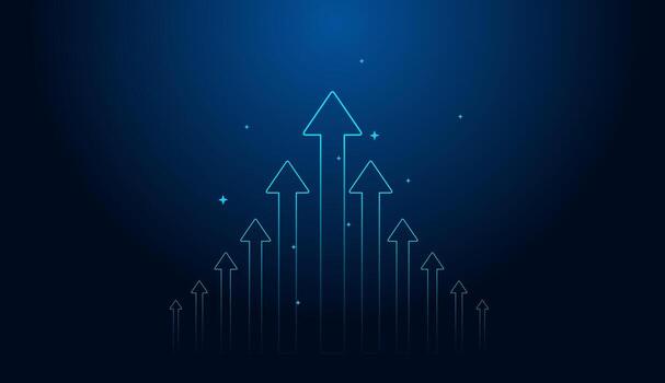 A modern Arrows line chart set against a minimalist background, Arrows depicting a strong and consistent upward trajectory. illustration vector