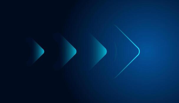 A series of rightward-flowing arrows, gradually increasing in brightness and size as they move towards the light, symbolizing progress and acceleration toward vector