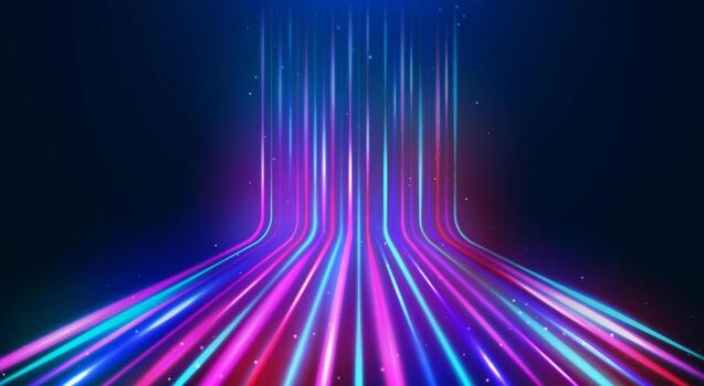 Futuristic lines of high-speed hi-tech internet data transmission technology, fantasy background. vector