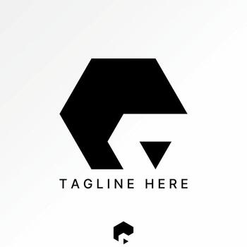 negative space hexagon like initial C font artistic trendy vector