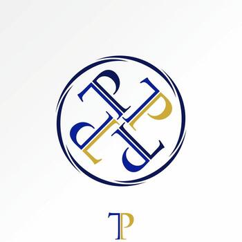 initial TP serif font on rotation pattern artistic luxury vector