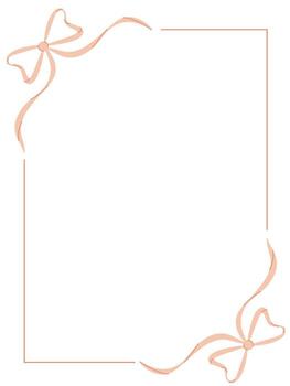 A delicate pink frame with a bow for placing a greeting, menu, or text. A simple flat illustration. vector