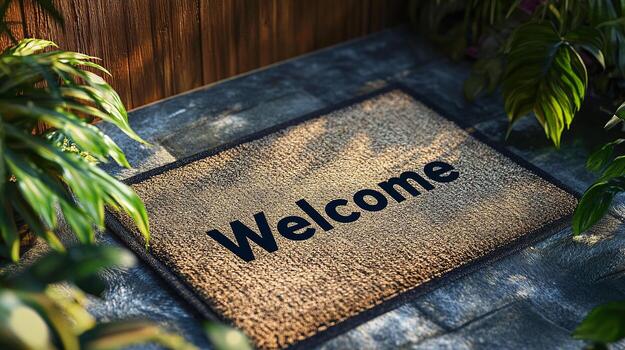 Welcome mat on the ground photo