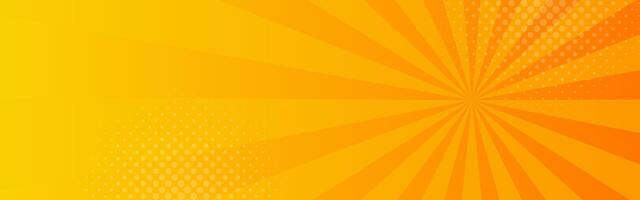 brillante naranja amarillo rayos de sol estilo comic bandera antecedentes con medios tonos adecuado para rebaja pancartas, plantillas, eventos, negocio anuncios, sitios web, y encabezados vector