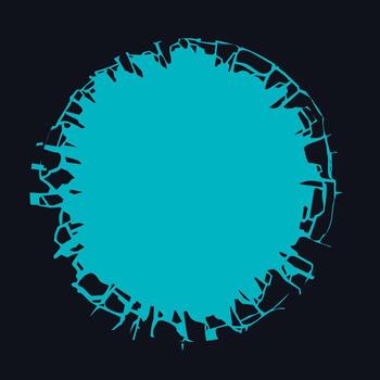 Abstract Circle Pattern. Abstract circular frame design with radial cracks in neon turquoise color. Circular with glowing blue cracks forming an abstract frame suitable vector