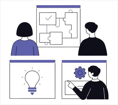 Team brainstorming and idea generation session diverse colleagues collaborating effectively vector