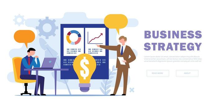 Business strategy discussion and analysis illustration vector