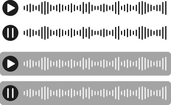 audio voice message. audio chat interface and record play bubble. podcasting or music player. microphone button and sound wave. equalizer rhythm symbol vector