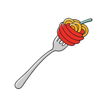 a dynamic illustration of spaghetti on a fork vector