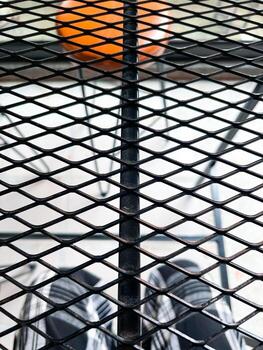 Steel mesh table surface for a cool raw background. photo