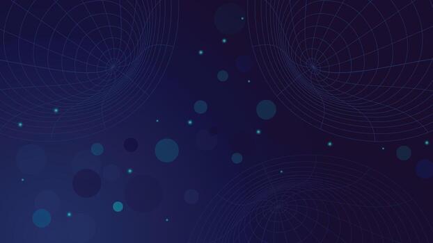 resumen digital estructura metálica antecedentes con brillante puntos y circular formas en un oscuro azul degradado, Perfecto para tecnología, datos, futurista, espacio y Ciencias diseño temas vector