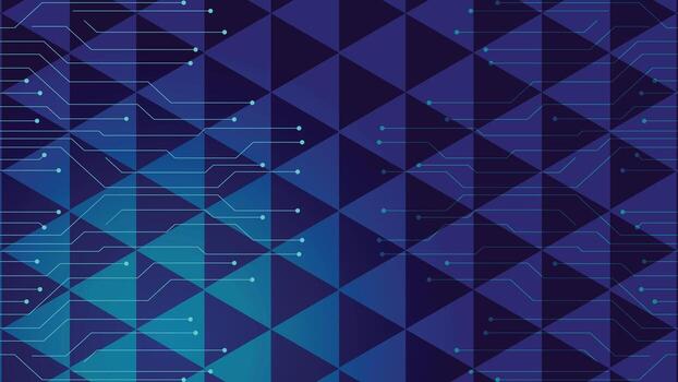 Abstract blue tech background with futuristic geometric patterns and digital circuit lines, ideal for technology themes, innovation projects, and digital design use. vector