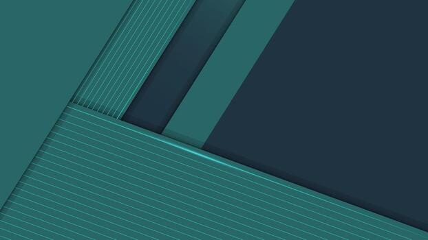 Minimal abstract geometric background with teal diagonal layers and striped lines on dark surface, ideal for modern design, business, corporate, digital and technology themes vector