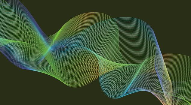 Blend Curved Wavy Lines Background Green Colorful Gradient Design Abstract vector