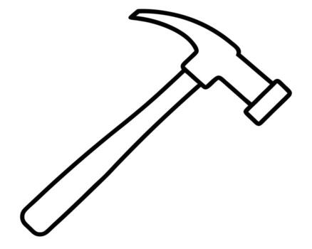 Simple Line Drawing of a Claw Hammer, a Classic Tool for DIY Projects and Construction, Isolated on White Background, Minimalist Style vector