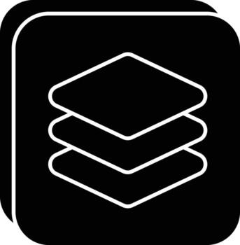 a black and white icon of a stack of three stacked boxes vector