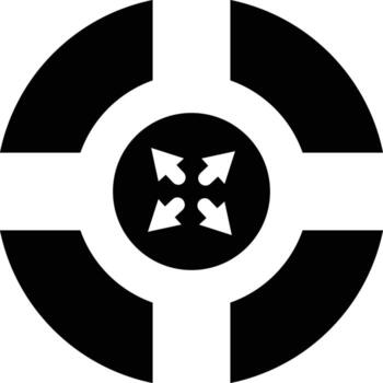 Circular target black and white with arrows inward, Black and white target design with four arrows vector