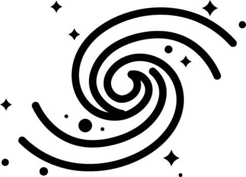 Dynamic spiral galaxy icon with twinkling stars, representing space, science, and cosmic wonder. vector
